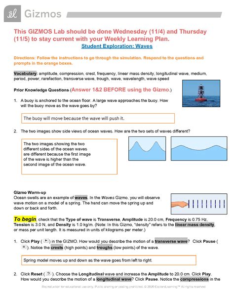 waves gizmo worksheet answer key pdf free